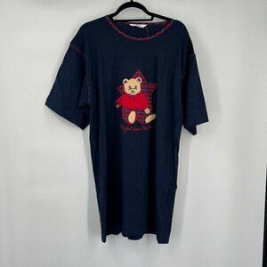 St. Bernard Sleepwear Collection Nightgown 12 14 Womens Blue Nighttime Bear New